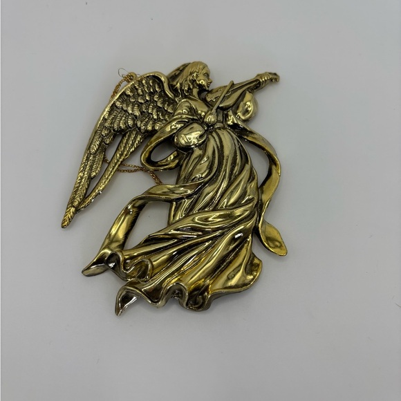Vintage Golden Angel Playing Chello Christmas Ornament - Picture 1 of 4
